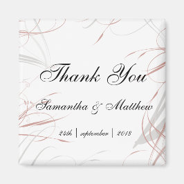 Mjuka Ro- och Grått-blommor Bröllop Magnet