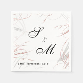 Mjuka Ro- och Grått-blommor Bröllop Pappersservett