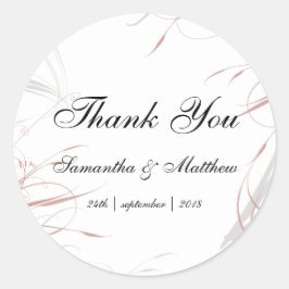 Mjuka Ro- och Grått-blommor Bröllop Runt Klistermärke