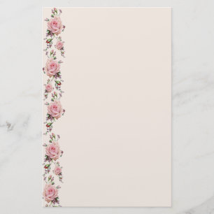 Mjuka romantiska rosa ros för ursnygg vintage brevpapper