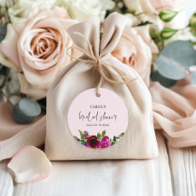 Mjuka Rosa Akvarell Blommiga Förmånsetiketter