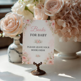 Mjuka Rosa Blommiga Böcker för Baby-skylt Poster
