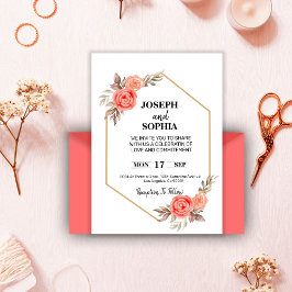 Mjuka Rosa Blommor Elegant Romantisk Inbjudningar