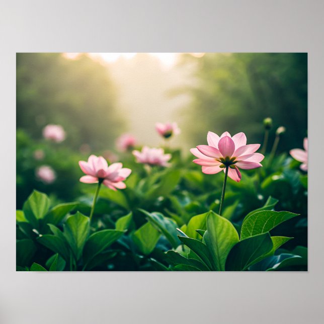 Mjuka rosa blommor poster (Framsidan)
