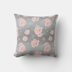Mjuka Rosa Blommor & Snöflingor Kudde