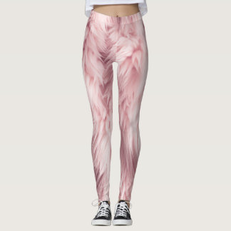 Mjuka Rosa Fluffiga Pälsstruktur Leggings
