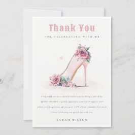 Mjuka Rosa Höga Klackar Blommig Bröllopsfest Tack Kort