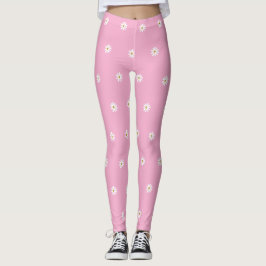 Mjuka Rosa Leggeringar med blommande blomma Mönste Leggings