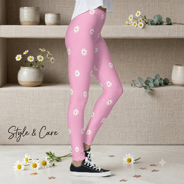 Mjuka rosa leggings med blommande blommönster