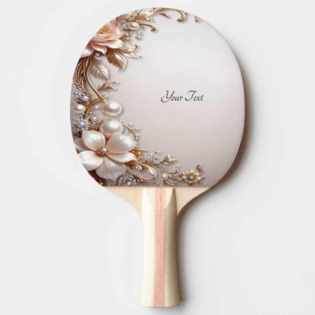 Mjuka rosa och vita blommor pingisracket (Framsidan)