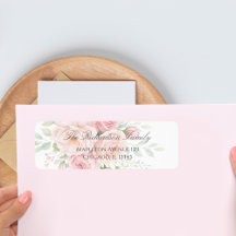 mjuka rosa rosor blommig returadressetikett