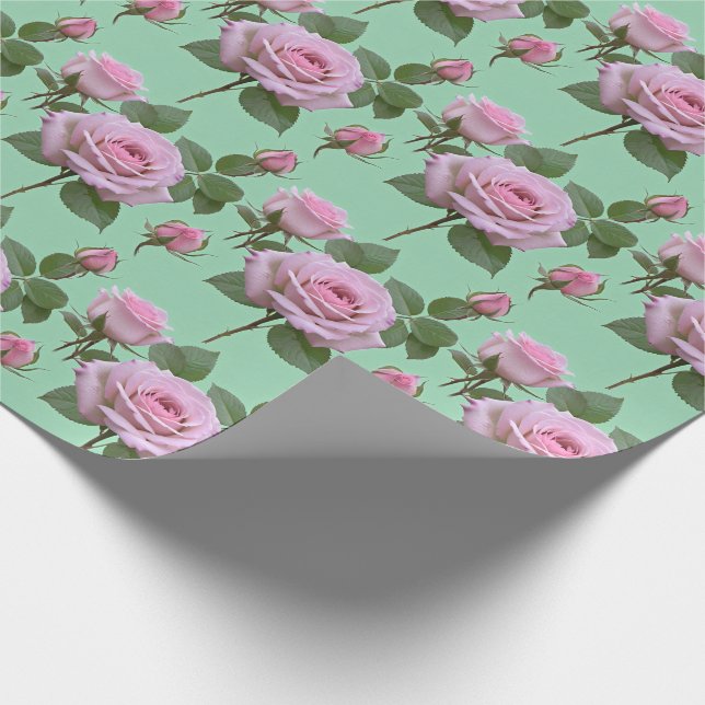 Mjuka Rosa Rosor Med Subtila Lavendelnyanser  Presentpapper (Hörn)