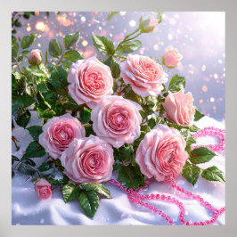Mjuka rosa rosor poster
