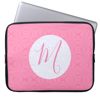 Mjuka Rosa Snirkliga Fyrkantar Personlig Initial Laptop Fodral