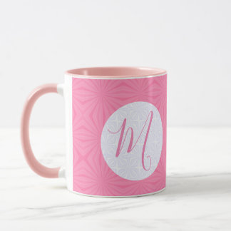 Mjuka Rosa Snirkliga Fyrkantar Personlig Initial Mugg