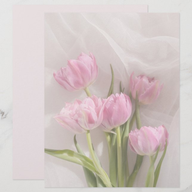 Mjuka rosa tulpaner scrapbookpapper (Fram/baksida)