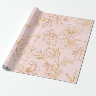 Mjuka rosor, med guld skisserade Roses. Presentpapper