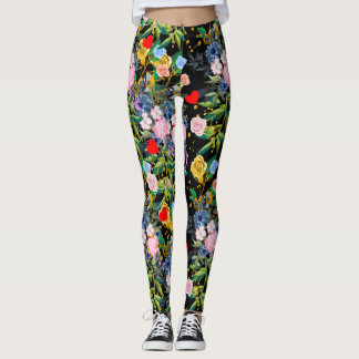 Mjuka rosor svarta Fält| rosor Leggings