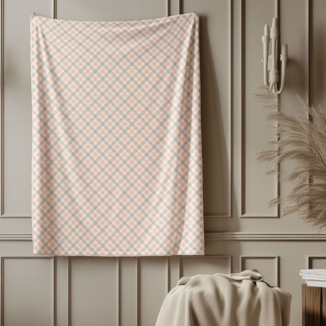 Mjuka schaktade vevetter i Coral och Grått Tones Fleecefilt (Soft Checkered Blanket in Coral and Grey Tones)