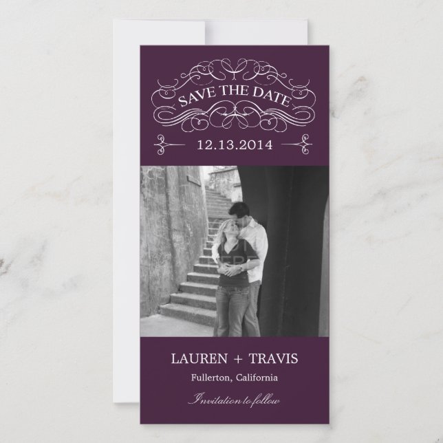 Mjuka skärmtrådar sparar datumfotokortet - Lila Spara Datumet (Framsida)