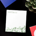 Mjuka skuggor av Grönt Greenery från Desk of Anteckningsblock<br><div class="desc">Inget anteckningsblock med grön i mjuka nyanser av grönt för en terapeut, psykolog eller liknande. Överst, från skrivbordet och ditt namn i elegant grönt brev. Vid grund finns en asymmetrisk grå rad i mjuka gröntar för ett lugnande utseende. Grey anteckningsblock personlig med ditt namn. Skriva ner dina anteckningar, meddelanden och...</div>