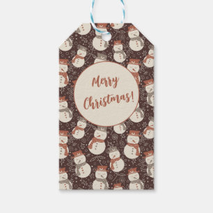 Mjuka Snögubbar - Glad Jul snögubbe röd v1. Presentetikett