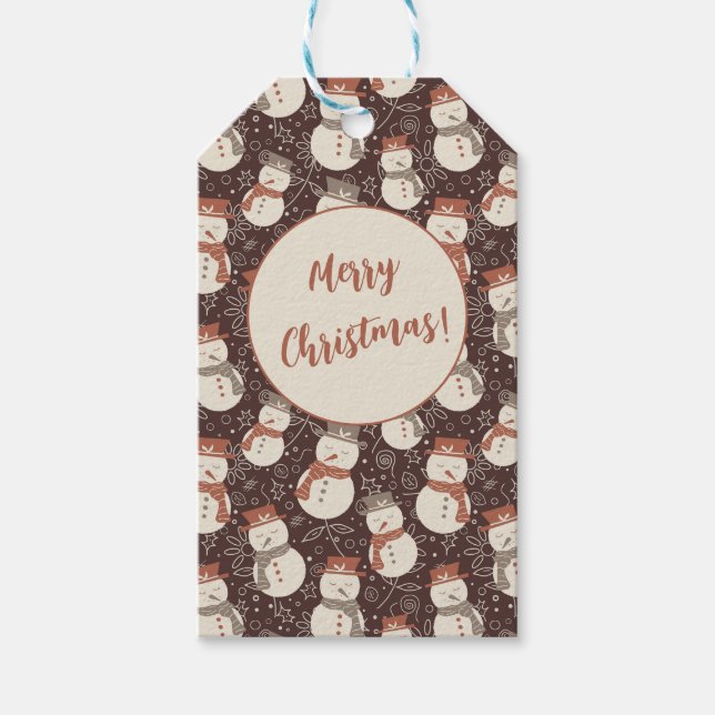 Mjuka Snögubbar - Glad Jul snögubbe röd v2. Presentetikett (Framsidan)