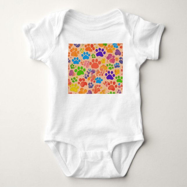 Mjuka steg, bodykostymen Lycklig Tassar baby T Shirt (Framsida)