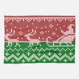 Mjuka svettare Jultomten sleigh och renar Kökshandduk