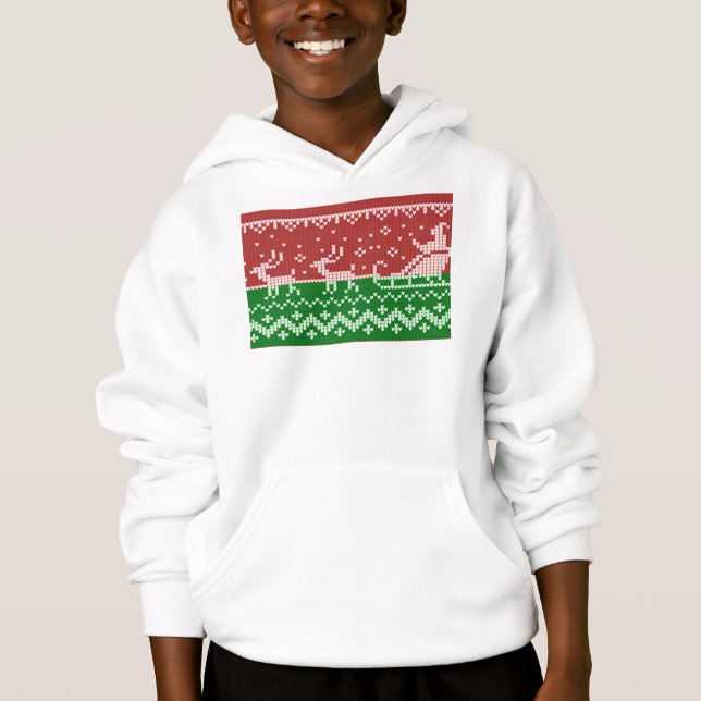 Mjuka svettare Jultomten sleigh och renar T Shirt (Framsida)