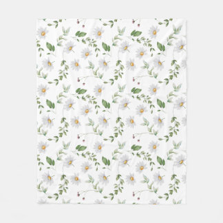 Mjuka tusenskönor Vita Akvarell Blommig Bebis Fleecefilt
