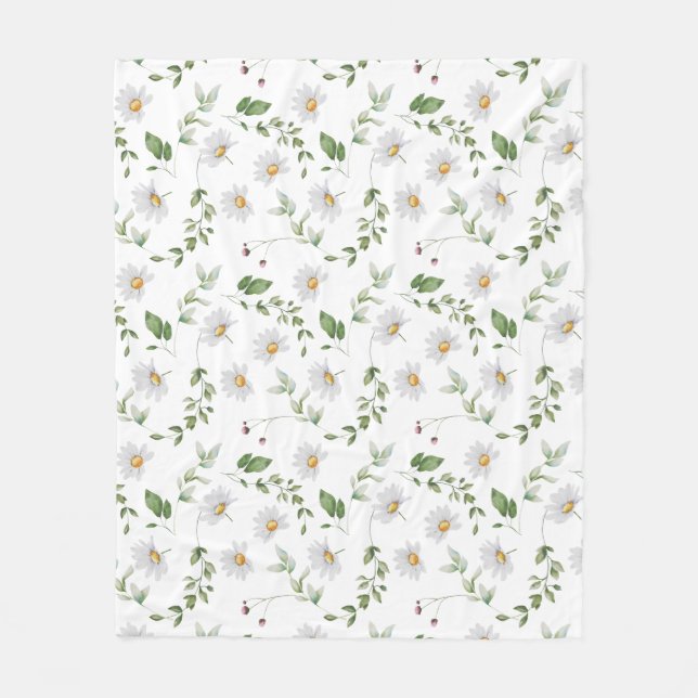 Mjuka tusenskönor Vita Akvarell Blommig Bebis Fleecefilt (Framsidan)