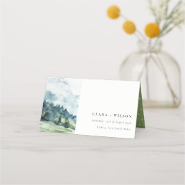Mjuka vattenfärgsberg Snö Landskap Bröllop Placeringskort