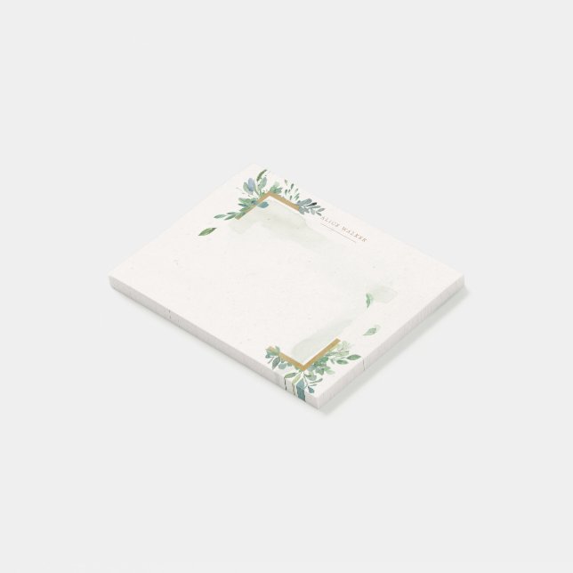 Mjuka vattenfärgsmonogram för guld, inte post-it block (Vinklad)