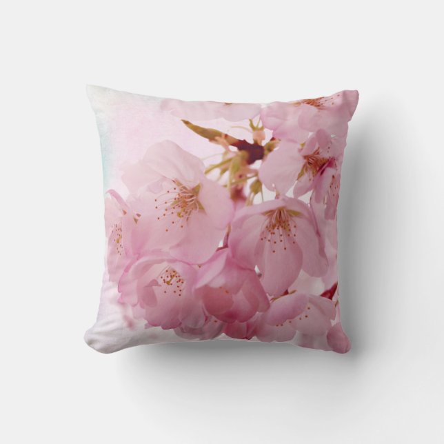 Mjuka vintagekörsbärblommar kudde (Framsida)