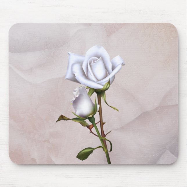 Mjuka Vita Rosor Elegant Shabby Chic Musmatta (Framsidan)