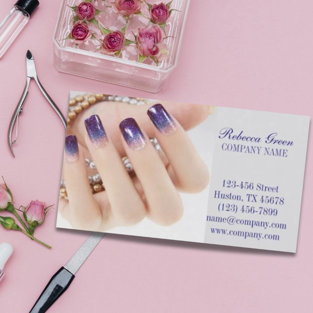 Mjukaktig elegant av chic nagel nagelsalong visitkort (girly chic elegant manicure nails nail salon business card)