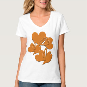 Mjukare Orange Hjärter Tee Shirt