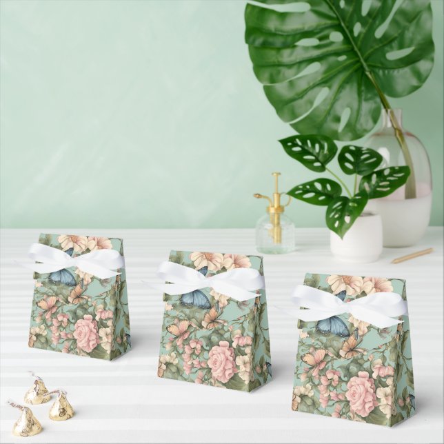 Mjukaste rosa blå blommig & fjäril presentaskar (Multipel)