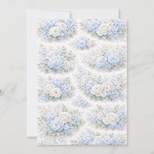 Mjukblått blommigt mönster Elegant romantisk botan Inbjudningar (Framsida)