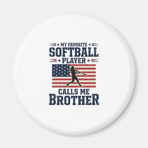 Mjukboll Bror Patriotisk Vintage Gravering Tröja Magnet