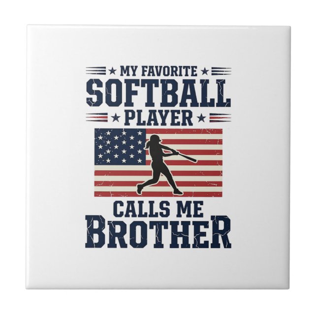 Mjukboll Bror Patriotisk Vintage Gravyr Tröja Kakelplatta (Framsidan)