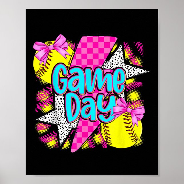 Mjukbollsbelysning för speldagen, coquette Bow Fun Poster (Framsidan)