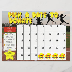 Mjukbollsfinansierare Kalender "Plocka A Date" - d Inbjudningar