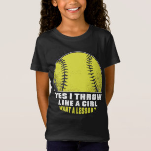 Mjukbollsspelare Gift for Girls Cute Softball Älsk T Shirt