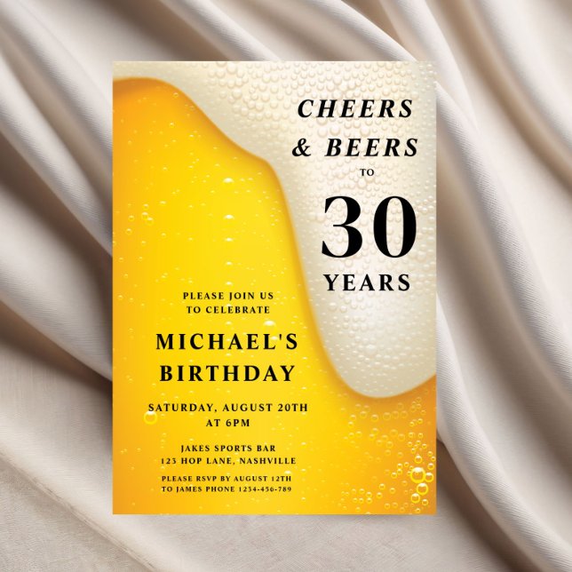 Mjukglass Och Öl 30-årsfest Inbjudningar (Cheers And Beers 30th Birthday Invitation)
