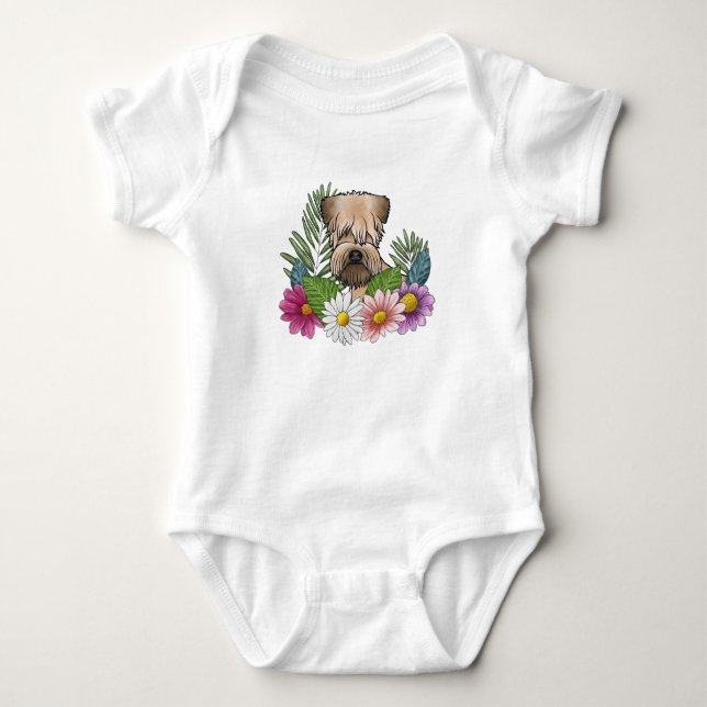 Mjukhårig Wheaten Terrier Färgrika Vildblommor T Shirt (Framsida)