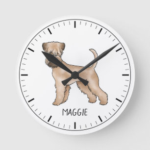 Mjukhårig Wheaten Terrier Hund Med Anpassat Namn Rund Klocka