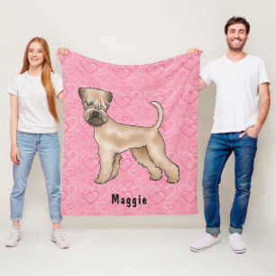 Mjukhårig Wheaten Terrier Rosa Hjärtan Och Namn Fleecefilt
