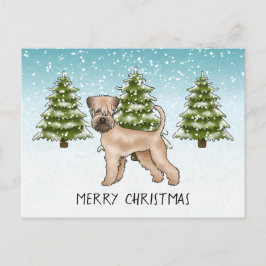 Mjukhårig Wheaten Terrier Snöig Vinter Skog Vykort